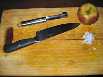 Making Apple-sushi for my hamster Lucy.