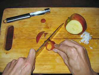 Making Apple-sushi for my hamster Lucy.