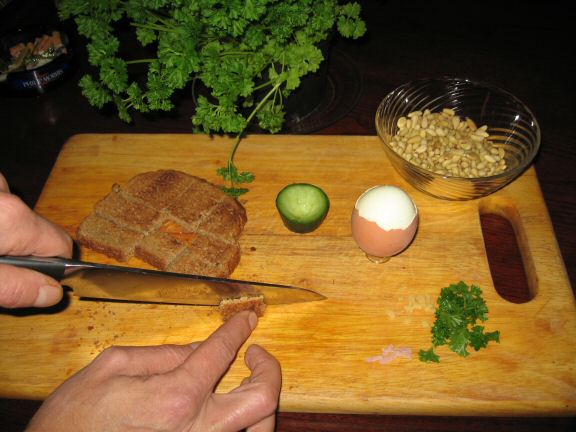 Cookin' Ceasar Salad for my hamster Lucy.