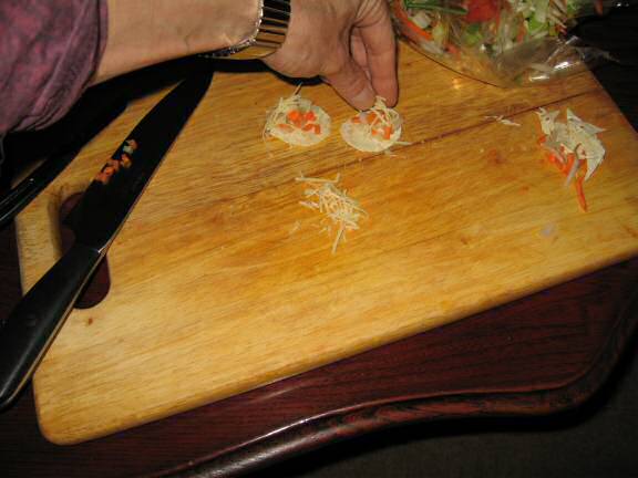 Cookin' a Veggie Taco for my hamster Lucy.