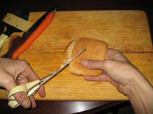 Cookin' Veggie Hotdogs for my hamster Lucy.