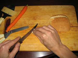 Cookin' Veggie Hotdogs for my hamster Lucy.