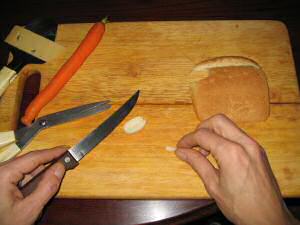 Cookin' Veggie Hotdogs for my hamster Lucy.