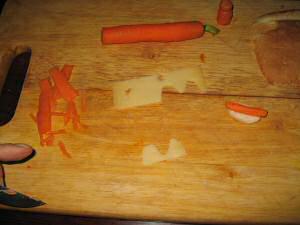 Cookin' Veggie Hotdogs for my hamster Lucy.