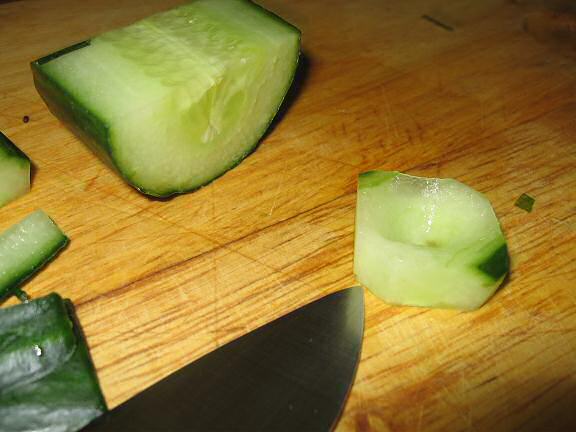 Yoghurt served in a Cucumber bowl.