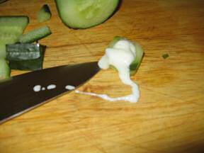 Yoghurt served in a Cucumber bowl.