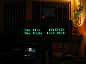 My Point of Sale display, displaying HamsterTracker(tm) data. Max speed today.