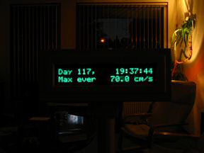 My Point of Sale display, displaying HamsterTracker(tm) data; Max speed ever in cm/s.