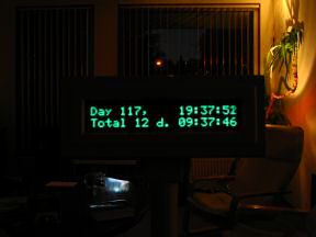 My Point of Sale display, displaying HamsterTracker(tm) data; Total time ever spent in treadmill.