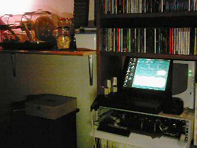 Overview picture of the HamsterTracker(tm) system, and Lucy's hamster cage.