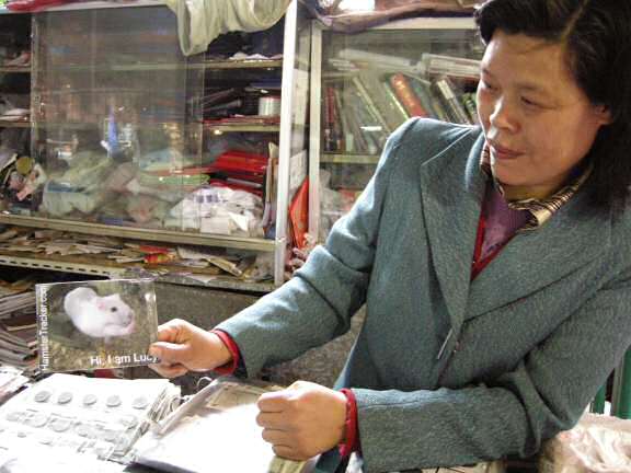 Lucy at an antique market in Nanjing, China.