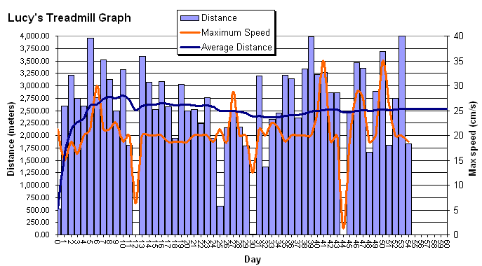 Lucy's new treadmill graph.