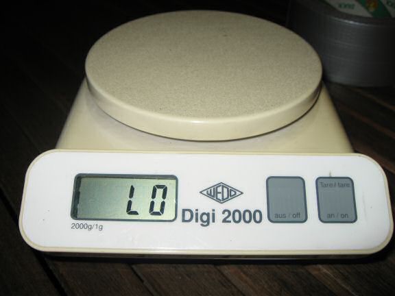 Picture of the the setup to determine Lucy's weight.