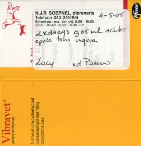 Scan of Lucy's medication