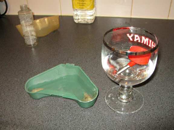 Cleaning Lucy's stuff.