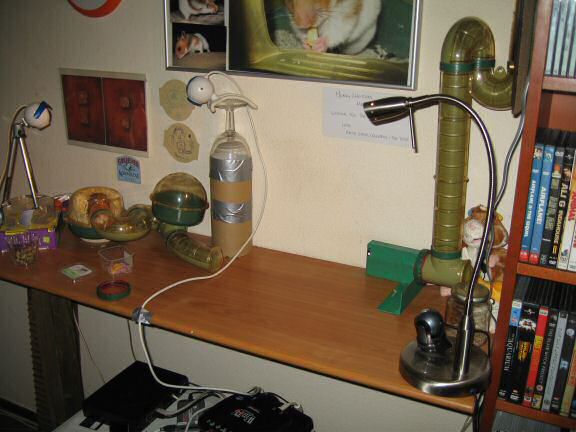 Cleaning my hamster Lucy's quarters.