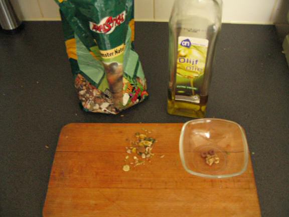 Cookin' an Olive-Oiled treat for my hamster Lucy.