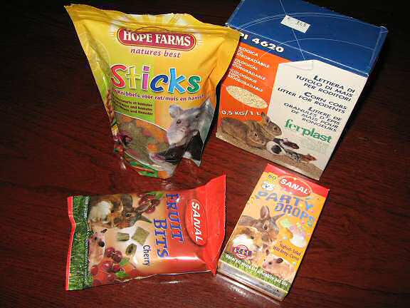 Picture of the stuff I bought at the petshop.