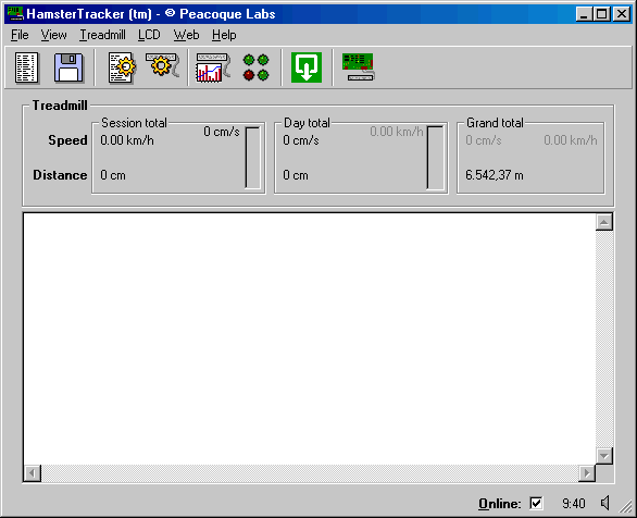 Screen dump of the main HamsterTracker(tm) screen.