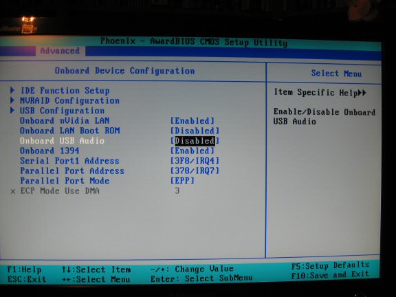 Disable the sound card on the motherboard.
