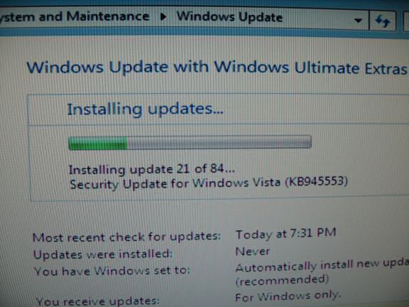 Upgrading the HamsterTracker-Server with Windows Vista Ultimate.
