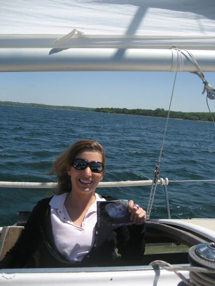 Lucy with Tiffany on Lake Michigan by Katie.