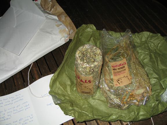 A package by Sophie for my hamster Lucy.