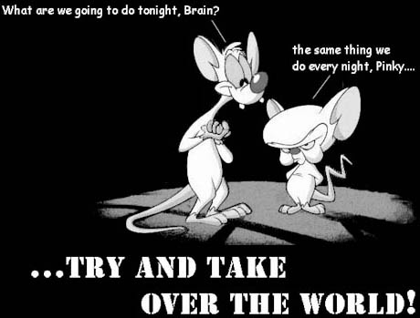 Picture of Pinky & Brain, Trying to take over the world.